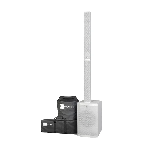 hk-audio-polar-12-mk2-system-white-front-detail1 Cabina Activa Polar 12 MK2 White HK Audio tipo columna en acabado blanco con conectividad Bluetooth para eventos | TechPro